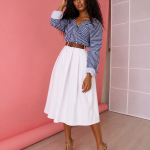 Knee Length Flared Midi Skirt